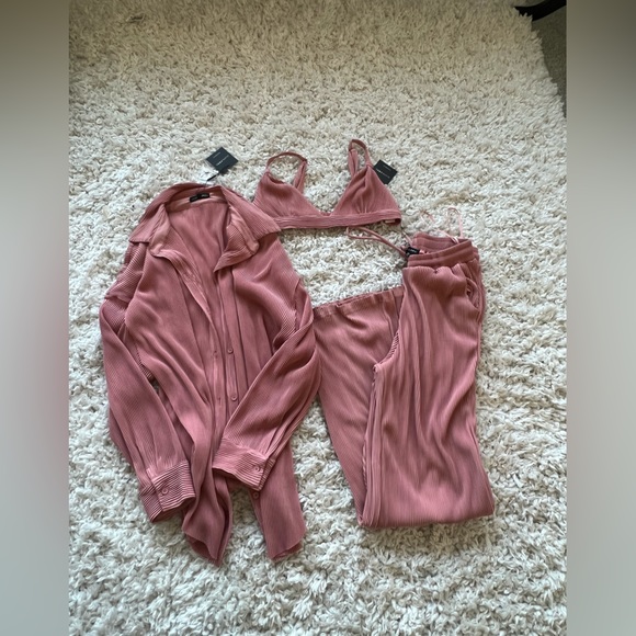 JLUXLABEL Pants - JLuxLabel Mauve Crinkle Pant Set